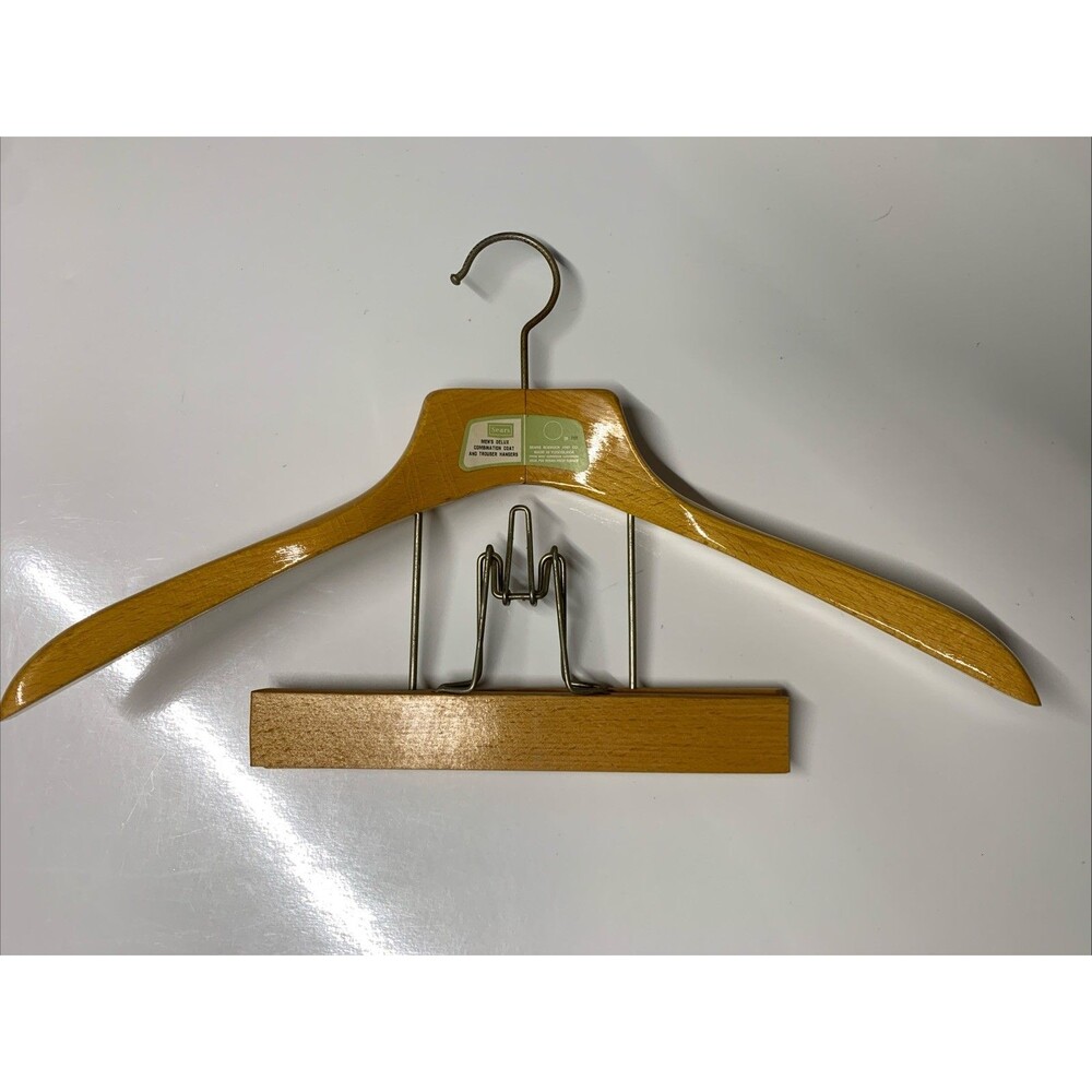 Vintage SEARS Wooden 18” Deluxe Delux Hanger for Suit Jacket & Pants Trousers